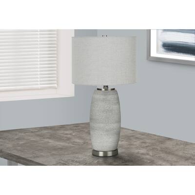 Monarch Specialties 25"h Table Lamp Grey Ceramic Grey Shade Modern - 25