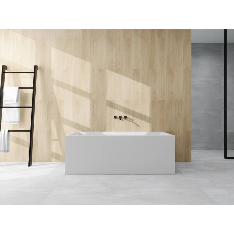 Vanity Art 59" Acrylic Freestanding Soaking Bathtub with Overflow & Pop-up Drain