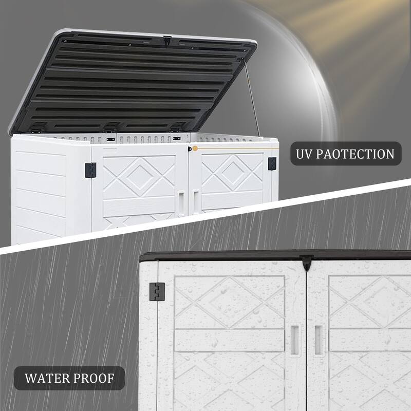 45-880 Gal. Outdoor Resin Deck Box Storage Shed for Garden,Patios,Backyards,Tools