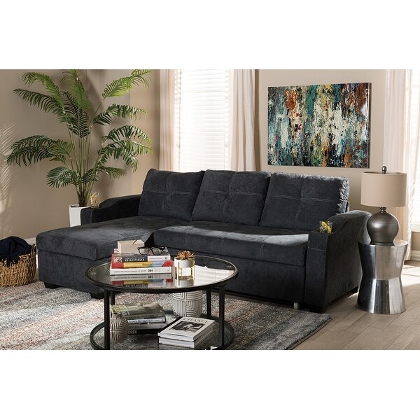 Lianna Dark Grey Fabric Upholstered Sectional Sofa W Storage Chaise Lianna Dark Grey Fabric Upholstered Sectional Sofa W Storage Chaise