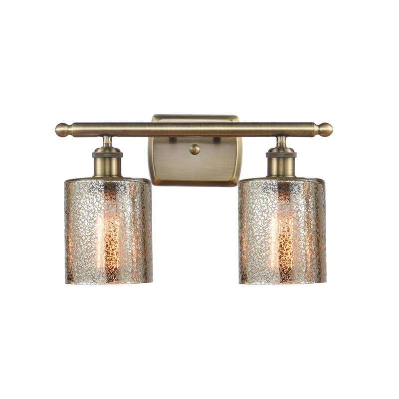 Innovations Lighting 516-2W-9-16 Cobbleskill Vanity Cobbleskill 2 - Mercury / Antique Brass
