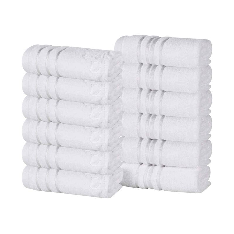 Superior Sadie Zero Twist Cotton Solid and Floral Washcloth Set of 12