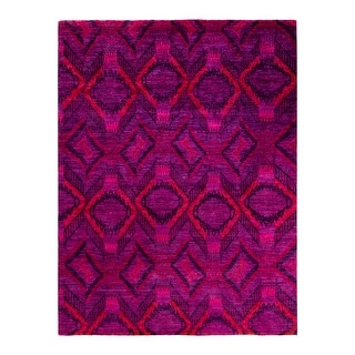 Hand Knotted Contemporary Overdyed Wool Purple Area Rug - 7' 10" x 10' 5"