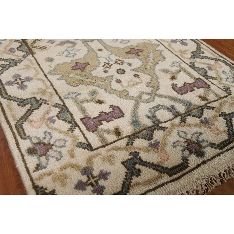 Transitional Oushak Indian Runner Rug Hand-Knotted Wool Carpet - 2'6"x 8'0"