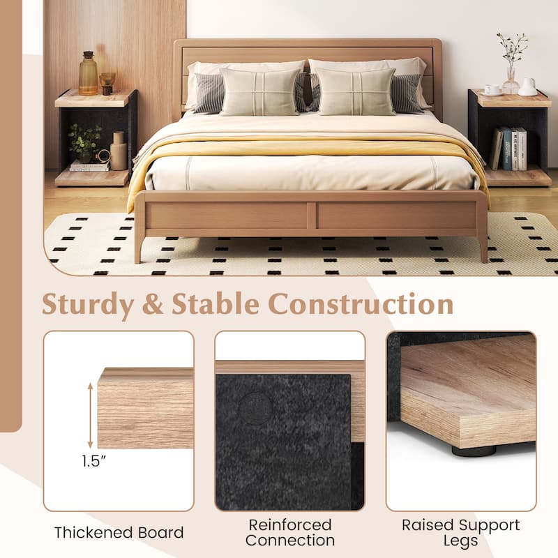 Costway 2-Tier Sofa Side Table set of 1/2 with Open Storage Shelf