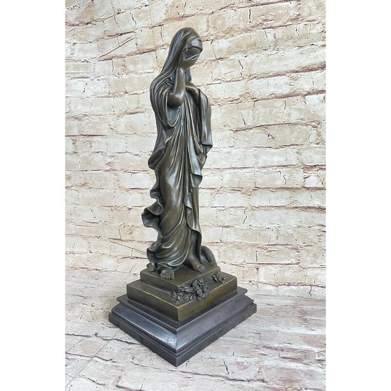 Weeping Crying Virgin Mary Bronze Statue Sculpture Figure Decor 18 Inches X 6 Inches