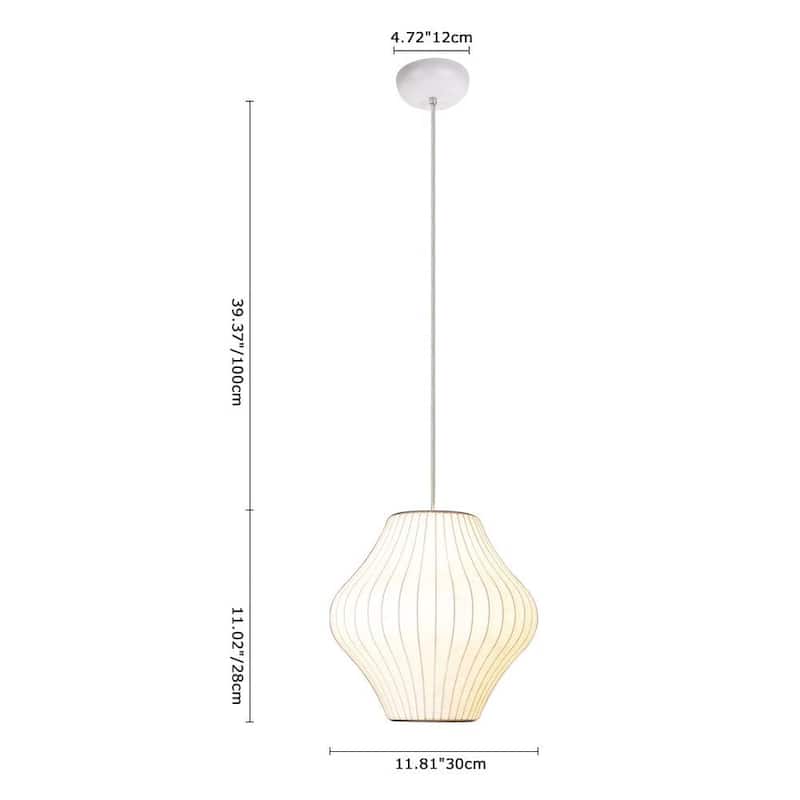 Modern Elegant 1-Light White Silk Pendant Light