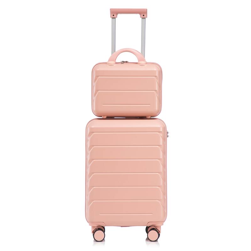 14"/20" ABS Spinner Wheel Luggage w/Combination Lock & Cosmetic Case