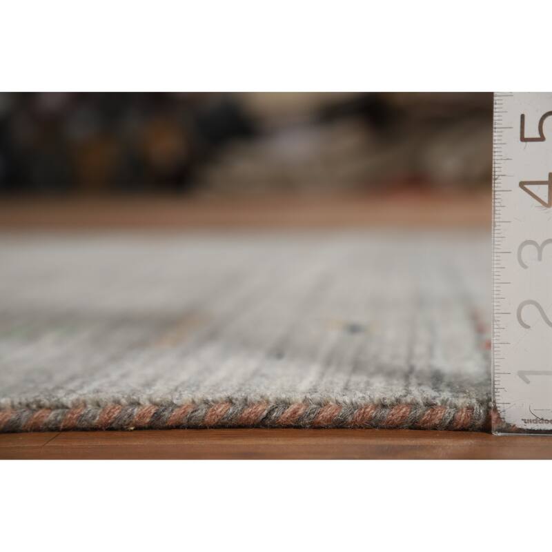 Hand Knotted Oriental 100% Wool Carpet Tribal Animal Pictorial Greys & Charcoal Gabbeh Area Rug - 7' 9'' X 5' 1''