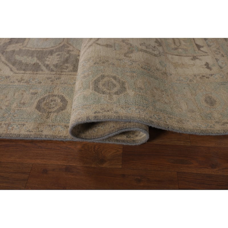 Vegetable Dye Grey Oushak Turkish Area Rug Hand-Knotted Wool Carpet - 6'0"x 8'9"