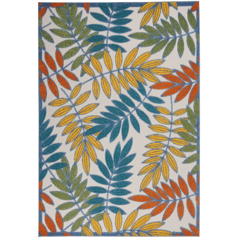 Nourison Aloha Leaf Print Vibrant Indoor/Outdoor Area Rug - 5'3" x 7'5" - Ivory/Multi