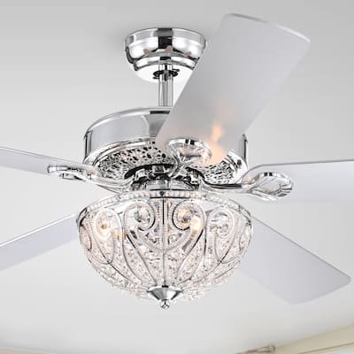 Silver Orchid Novarro Lighted Ceiling Fan with Crystal Bowl Shade