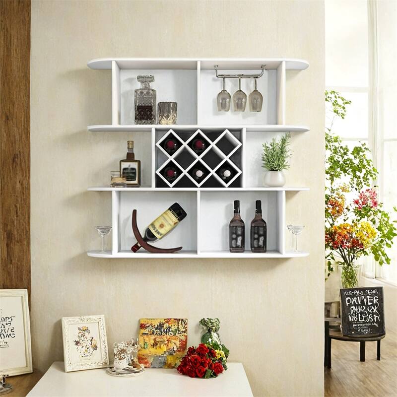 Wall Mounted 3 Tier Bottle Wine Rack,Wooden Wall Mounted Wine Rack
