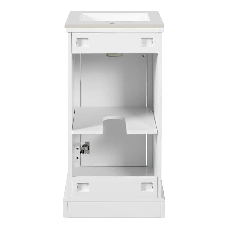 16'' Freestanding Bathroom Vanity with Single White Integrated Ceramic Sink - 16.5'' x 16.5'' x 34''
