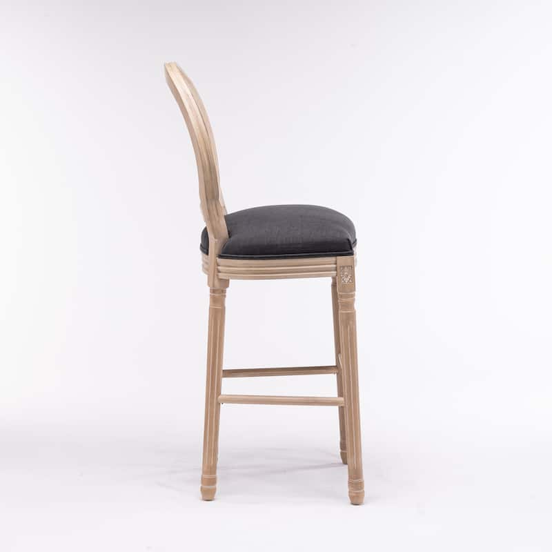 2pcs French Country Wooden Barstools With Upholstered Seating - N/A