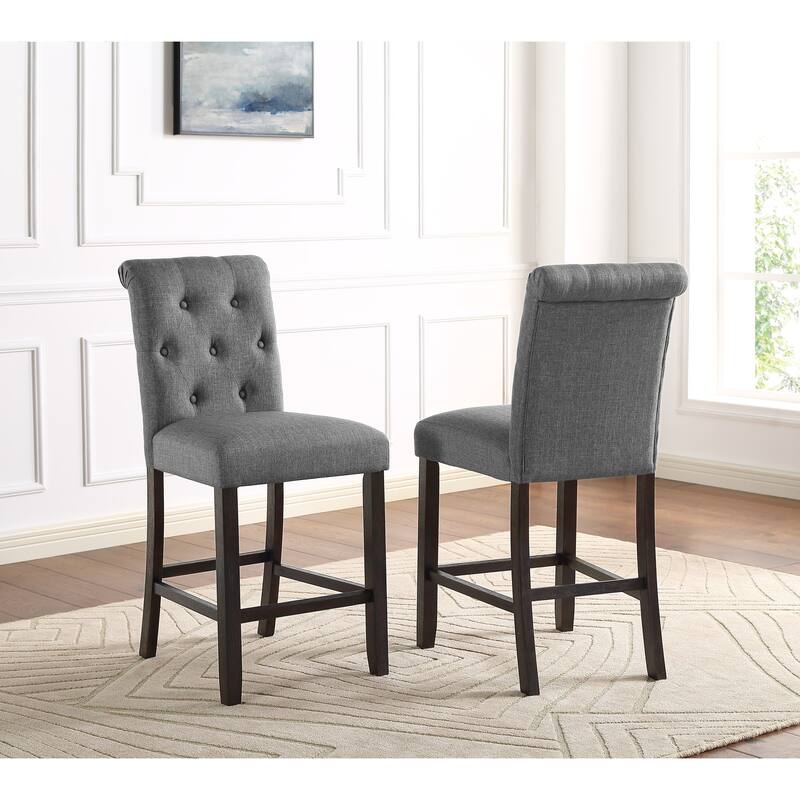 Vanity Chair Meeting Room Chair with Button Tufted Backrest, Gray Elegant Side Chair Padded Dressing Chair