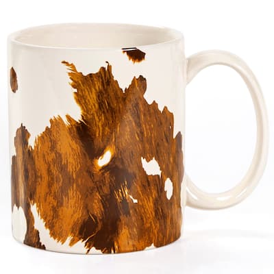 Paseo Road by HiEnd Accents Elsa Brown Cow Print 4 Piece Mug Set