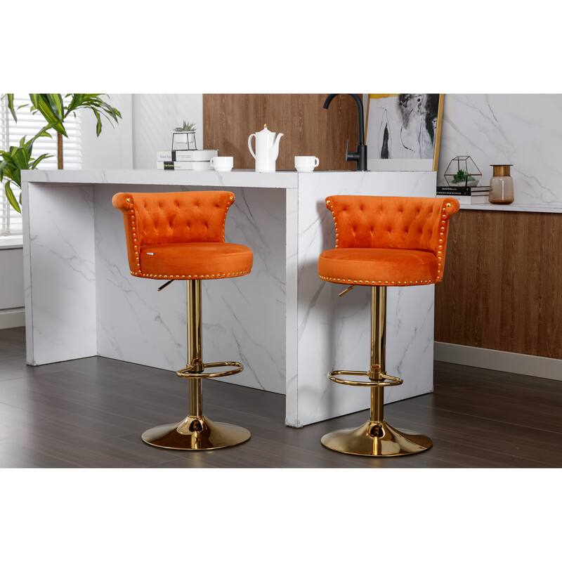 HOMEFUN Swivel Bar Stools Set of 2 Adjustable Counter Height Chairs with Footrest for Kitchen, Dining Room 2PC/SET