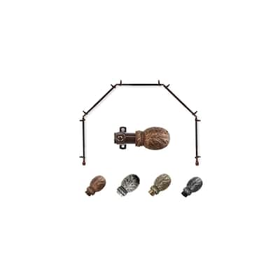 Bay Window Curtain Rod 5-Sided Cocoa Finish - Corner Drapery Rods 13/16 Inch - M