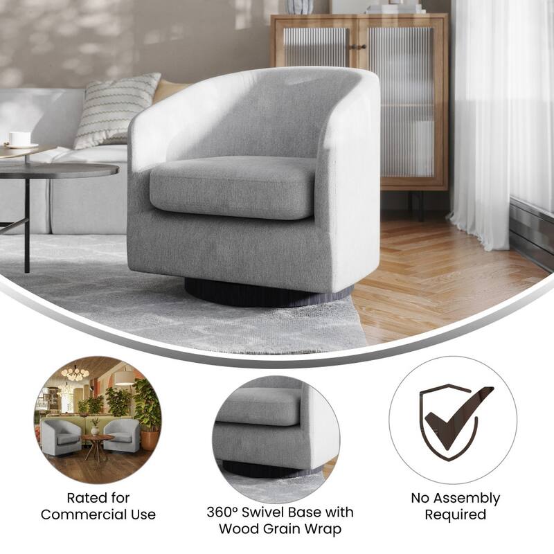 Traditional Club Style Accent Chair with 360° Swivel Metal Base