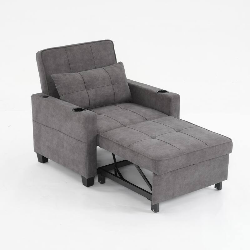Pull Out Recliner Chair Bed Convertible 3 in 1 - DARK GREY