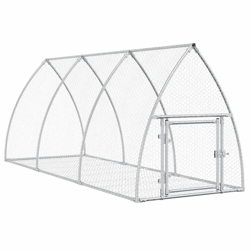 vidaXL Rabbit Hutch Bunny House Animal Enclosure Silver Galvanized Steel