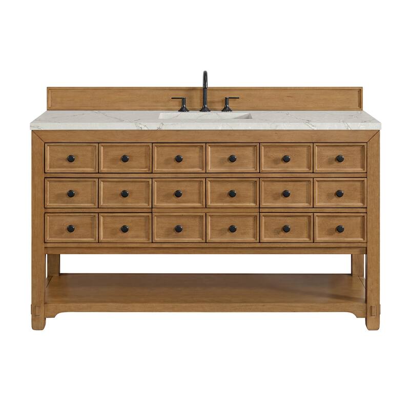 James Martin Vanities 505-V60S-3VSL Malibu 60" Free Standing Single - Amber Birch - Wood Finish