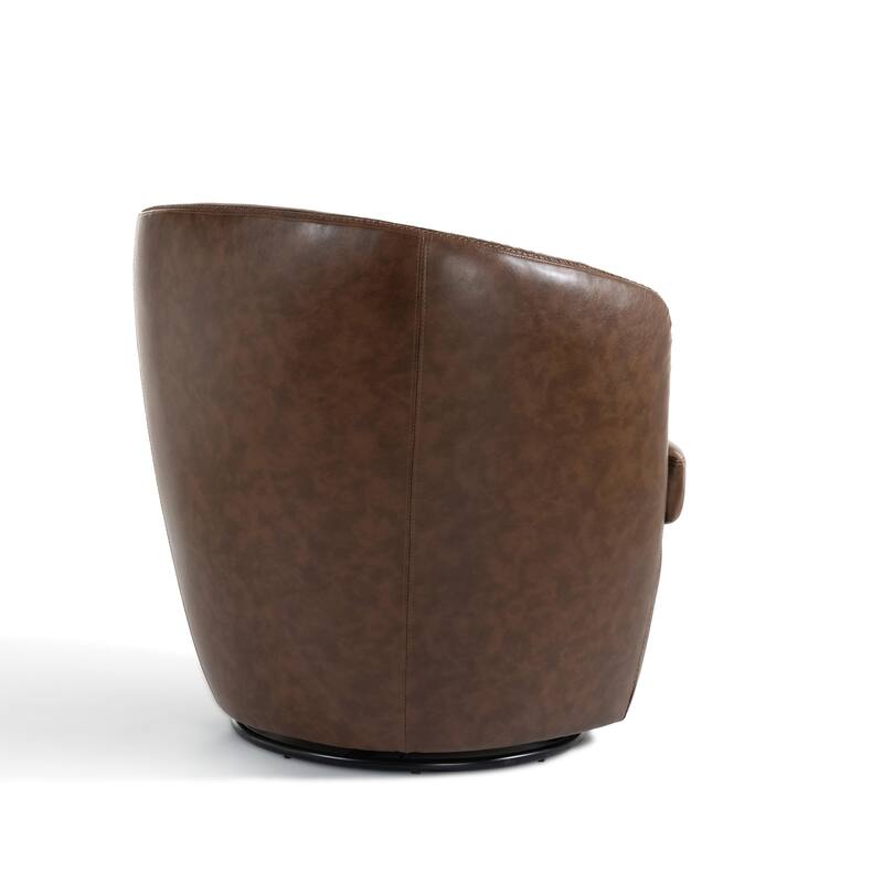 32" Wide PU Leather Swivel Barrel Chair with Metal Base