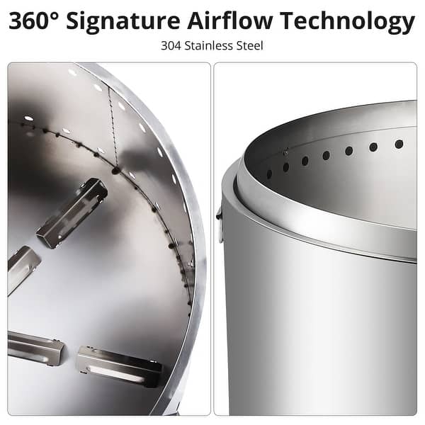 27 Inch Smokeless Fire Pit with Air Switch and Fixed Stand - On 