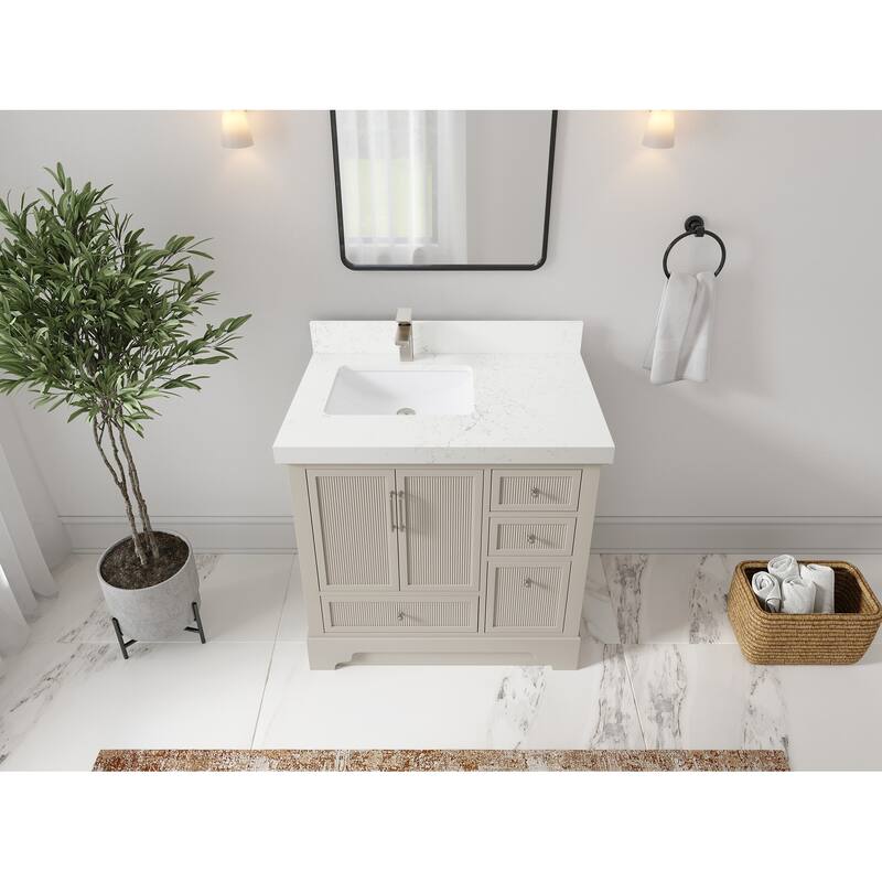 Willow Collections 36 in. W x 22 in. D Alys Left Offset Sink Bathroom Vanity with Countertop