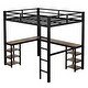 preview thumbnail 9 of 13, Full XL Metal Loft Bed with Desk and Shelves, Loft Bed with Ladder and Guardrails, Loft Bed Frame for Bedroom