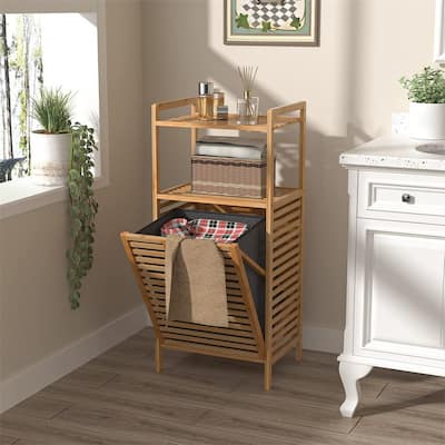 Bamboo Tilt-Out Laundry Hamper Cabinet - 13.07"D x 17.33"W x 37.72"H