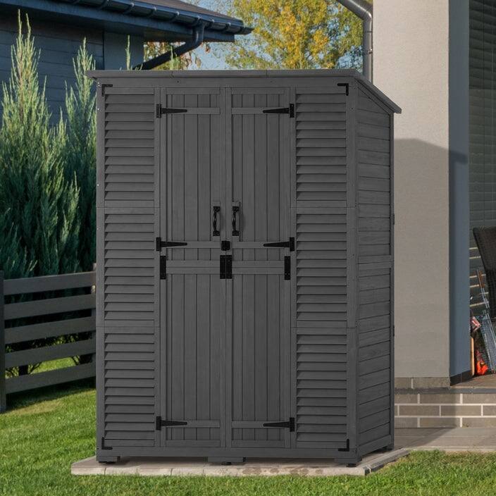 MCombo Outdoor Storage Cabinet Shed, Garden Tool Shed with Waterproof Asphalt Roof, 1738