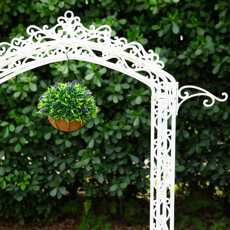 18-in UV Resistant Artificial Lavender Hanging Basket (Indoor/Outdoor) - Green