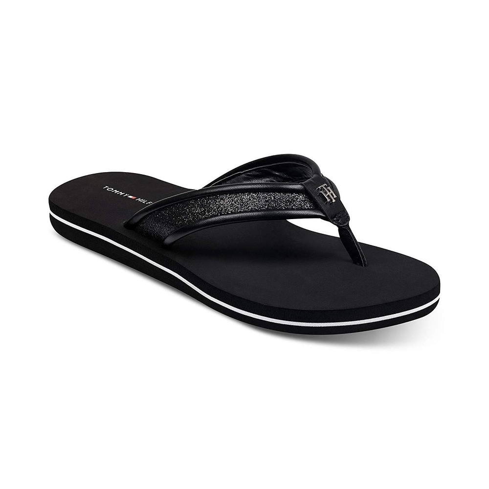 tommy hilfiger women's black flip flops
