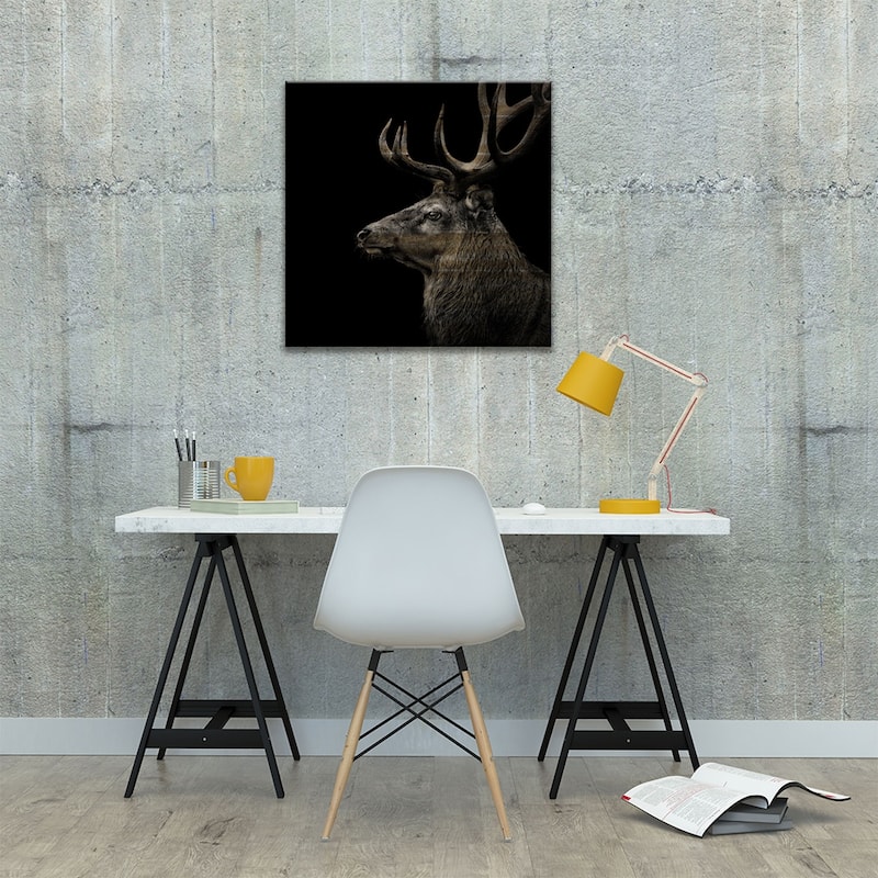 Deer In Black & White Print On Wood by Lukas Holas - Multi-Color