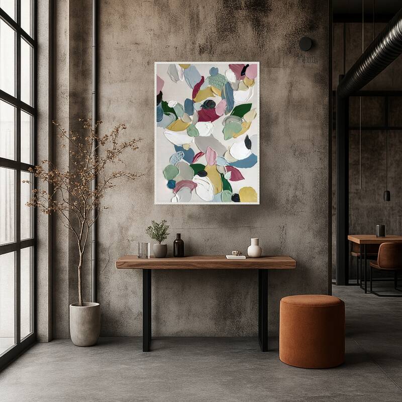 Soft Petals in Textured Harmony by Hannah Dawson Framed Canvas Wall Art Print