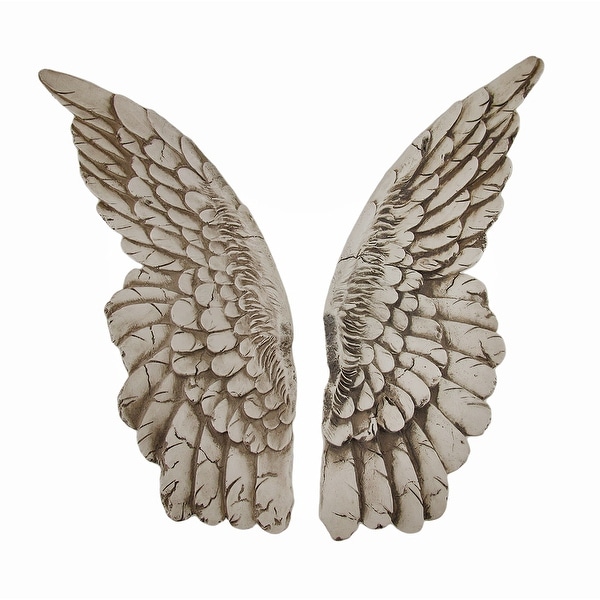 Wings of Protection Pair of Aged Finish Hanging Angel Wings - 11 X 3.5 X 1.5 inches
