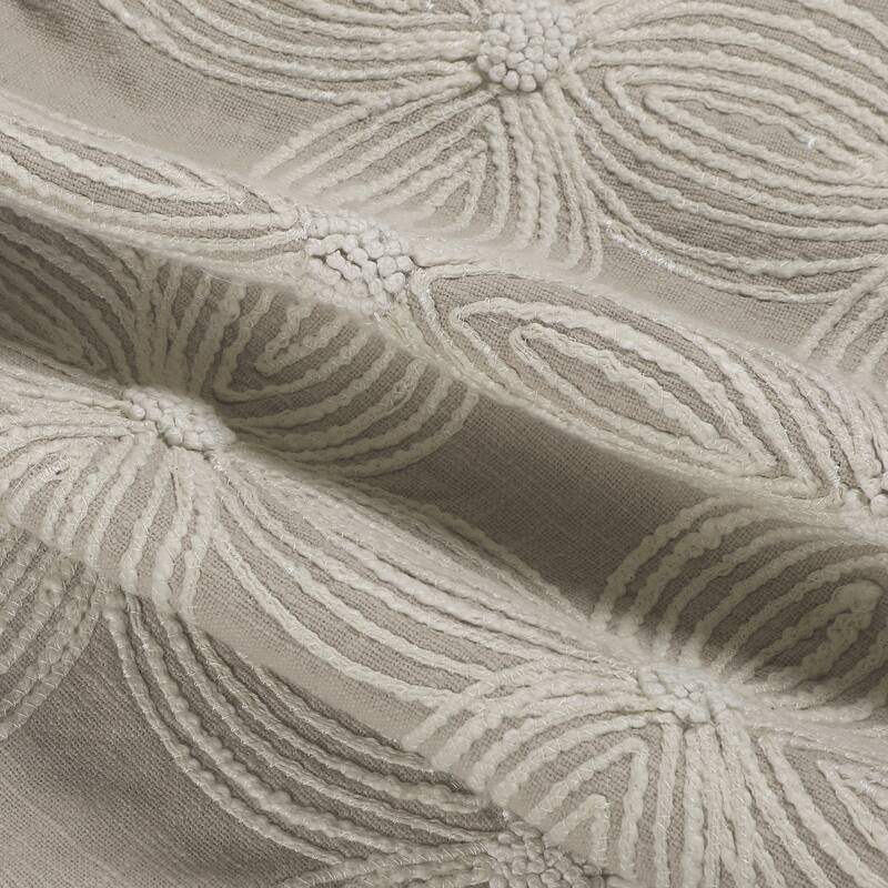 Sevita Handmade Beige/Ivory Floral Cotton Throw Pillow, 16" x 24"