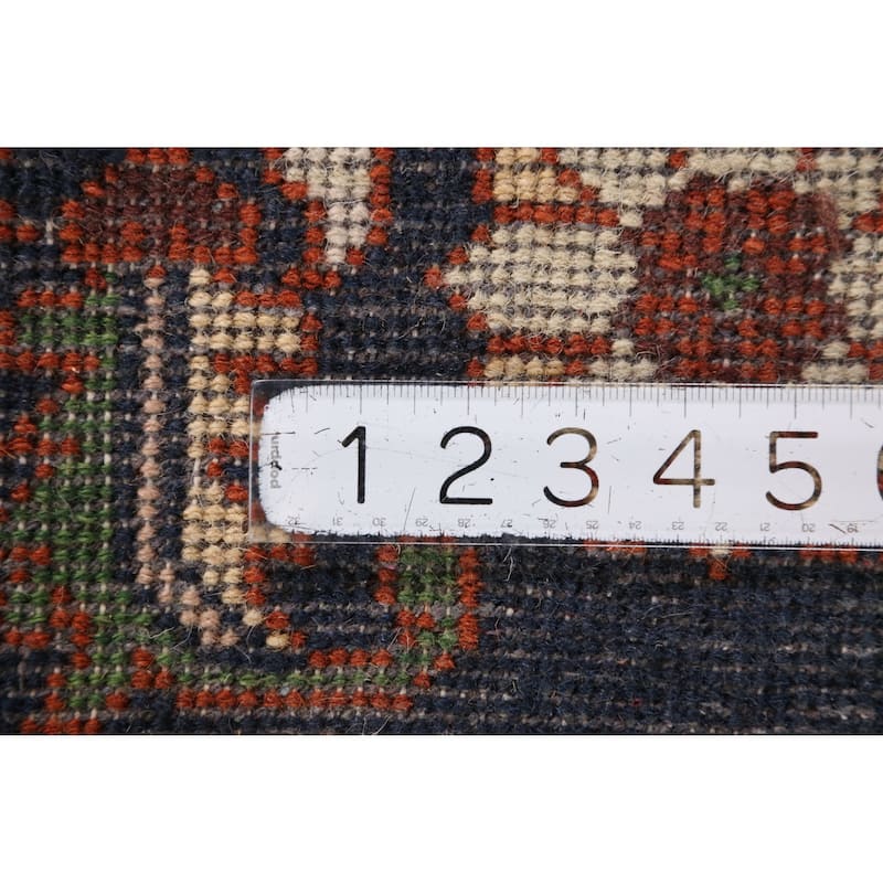 Orange Geometric Heriz Serapi Indian Area Rug Handmade Wool Carpet - 9'1" x 11'8"