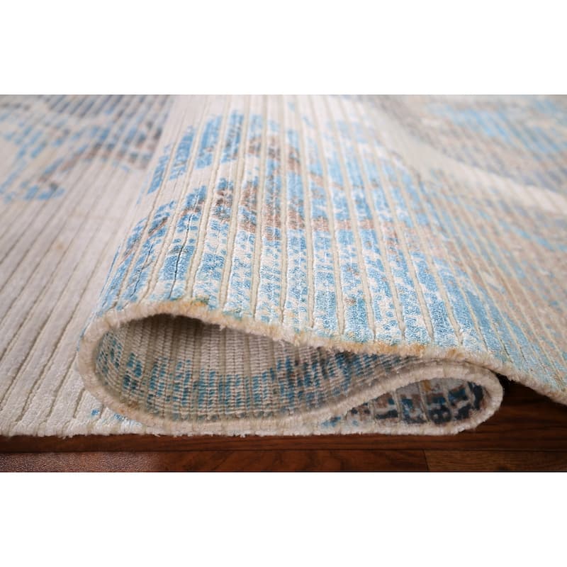 Striped Abstract Accent Rug Handmade Wool Carpet - 2'9" x 5'0"