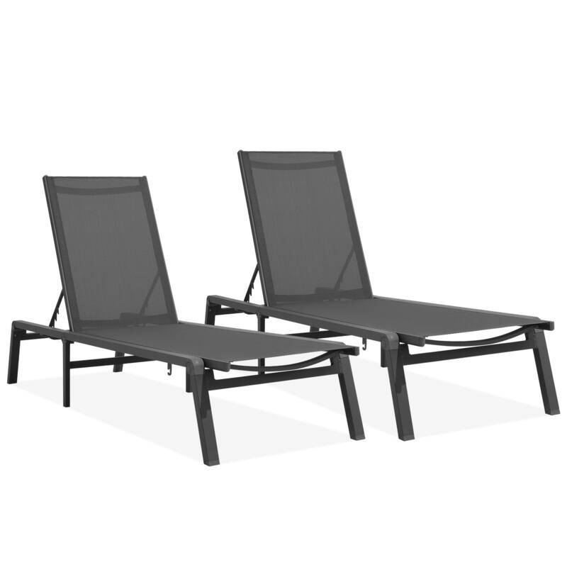 2-piece 5-Position Reclining Folding Lounge Chair – Adjustable Backrest & Portable Relaxation