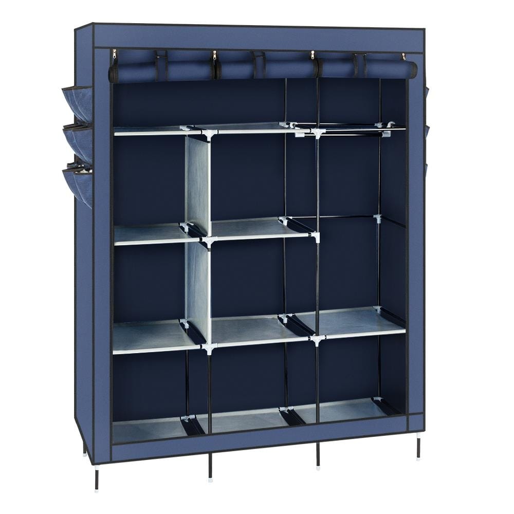 69" High-leg Non-woven Fabric Assembled Cloth Storage Wardrobe Closet,Navy Blue