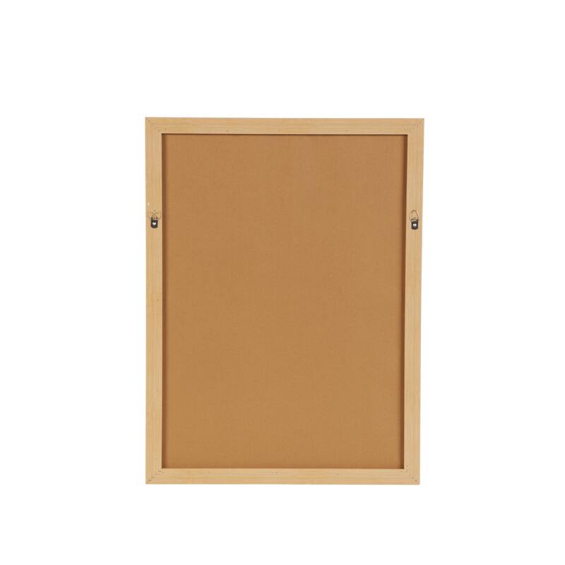 White Canvas Abstract Framed Wall Art with Brown Frame
