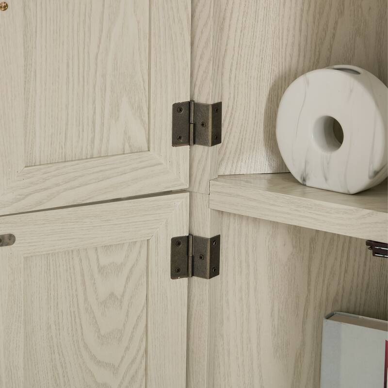 72 Inch Corner Kitchen Pantry Cabinet with 8 Doors, 4-Tier Tall Storage Cabinet for Living Room, Bathroom, Farmhouse Style