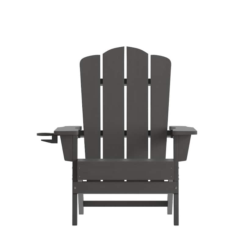 Commercial Grade All-Weather Adirondack Chair with Swiveling Cupholder