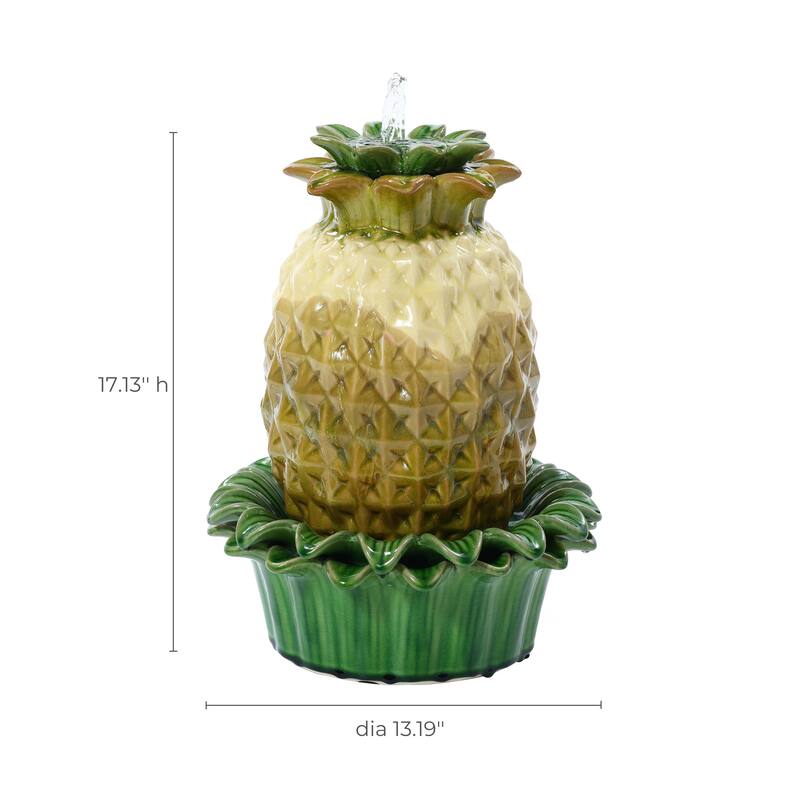 Pineapple Ceramic Indoor/Outdoor 17.1-In Tall Tabletop Fountain