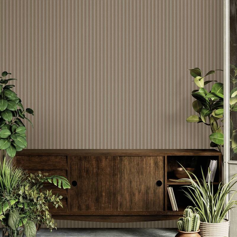 Chevron Basket Weave Timeless Quilted Feel Jute Design Wallpaper