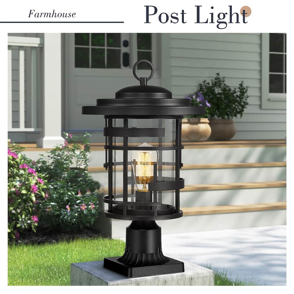Outdoor Post Light Fixture, Exterior Pole Lantern - 11" x 11" x 16.8"
