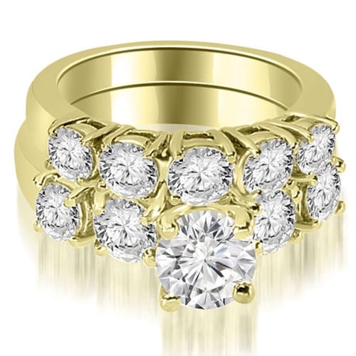 1.65 cttw. 14K Yellow Gold Prong Set Round Cut Diamond Bridal Set